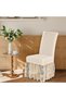 Dining chair covers with lace trim, farmhouse style, suitable for weddings, parties, ceremonies, festivals and gardens (white). - 4