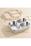 Stainless steel lunch box, 3-compartment lidded bento box - off-white - 5