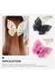 Three-piece set of large butterfly hair clips for women, including chin clips, for thick and delicate everyday styles and special occasion accessories - 3