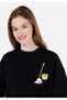 Comfort Fit Round Neck Women's Black Short Sleeve T-Shirt - 4