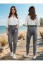 Owen Life Cotton Lycra Fabric Double Button Boyfriend Pants with Elastic Waist - 2