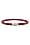 Burgundy 4mm Thin Genuine Leather Metal Magnetic Clip Men's Bracelet M067G - 2