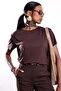 Brown Crew Neck Modal T-Shirt - 4