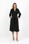 Black Lined Suit Fabric Belted Long Trench Coat Tns-9007 - 3