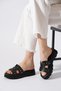 Castle Women's 35350 Black Lightweight Thick Sole Trok Detail Daily Slippers - 2