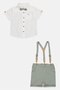 Toddlers Boy 4 Pcs Embroidered Shirt And Shorts With Bowtie Set, Multicolor - 3