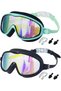 Children's swimming goggles, unisex, high-definition waterproof and anti-fog, electroplated large frame, swimming accessory - black + green