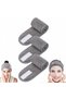3-Piece Set, Adjustable Terry Cloth Headband, Spa Face Headband, Velcro Closure, Elastic Headband, Hairband, Gray, 62 x 8.5 cm, makeup, yoga, skincare