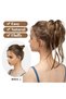 Messy hair, updo, curled hair, updo with straight ends, synthetic hair tie, ponytail, women's hair clip, brown/honey blonde hair - 2