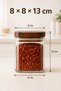 6-Piece Acacia Lid 600 ml Vacuum Square Borosilicate Glass Food Storage Container - 8463-2 - 2