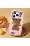 Realme C63 Compatible Case Camera Protector Pink Silicone Couple Phone Case with Bear Pattern - 2