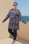 1744 Large Size Uzunkol Hijab Swimsuit Set - Mixed Pattern Laci