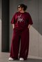 Women's Plus Size Oversize Printed 2-Piece Tracksuit Set Wide Leg Crew Neck Casual Comfortable Fit Black Burgundy XL 2XL 3XL 4XL 5XL 6XL 7XL 8XL