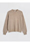 Beige Crew Neck Women's Knitwear Sweater - 4