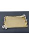 Figured, Metal Handle, Stainless Steel Rectangular Tray Luxury Presentation Tray North Gold-Silver - 4