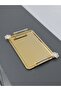 Figured, Metal-Handled, Stainless Steel Rectangular Tray Luxury Presentation Tray Light Gold-Silver - 5