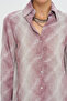 Women's Striped Burgundy Tie-Dye Patterned Flowy Shirt - 2