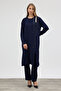 Stone Embellished Plus Size Suit - Navy Blue - 2