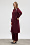 Stone Embellished Plus Size Suit - Burgundy - 3