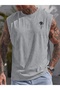 Mini Palm Printed Men's Regular Fit Crew Neck Sports Sleeveless T-Shirt