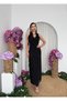 Women's Black Midi Dress V-Neck Flounce Chiffon Sleeveless Event Dress - 2