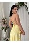 Women's Sari Strap Tie Back Square Neck Lace Long Evening Dress - 2