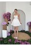 Women's White Mini Dress Strapless Sweetheart Neckline Gathered Tulle Skirted Mini Evening Dress - 6