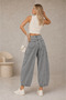 Smoked High Waist Short Leg Baggy Jean Denim Trousers - 3