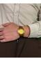 Vintage Gold Dial Brown Men's Wristwatch Genuine Leather Band Stainless Steel Case Colorfast with Calendar - 3