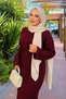 Openwork Double Knit Dress with Inner Lining in Burgundy - 3