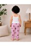 Unisex Children's 2-13 Years Old White 100% Cotton Thread Strap Undershirt and Cuffed Patterned Pajama Bottom Set Comfortable Fit - 3