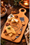 Just Chef 4-Piece Wooden Cutting and Presentation Board Set - Solid Cheese Presentation Board with Chef's Knife - 4 Pieces - 4