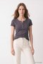 Front Button Detail T-Shirt 8590A Smoked - 2