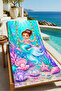 Fairy Tale Mermaid Coral Patterned 70X150 Beach Towel - Digital Printed Fade-Resistant Bath Towel - 5