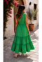 Timeless Elegance - Belted Buttoned Shirt Collar Layered Long Tricotone Dress - 3