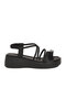 Black Genuine Leather Rubber Band Thick Soft Comfortable Sole Women's Sandals B121 Z