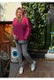 Women's Pink Hooded Hem Detail Trim Reverse Stitching Double Suit - 2