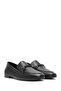 Women's Black Leather Masculine Loafer with Buckle Detail Af350001Dv - 2