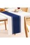 modern blue striped table runner, elegant and chic, table decoration. Measuring 33 x 183 cm, rectangular, washable, cotton-linen... - 3
