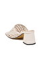 White Straw Knitted Detailed Women's Thick Heeled Slippers 019612 Z - 4