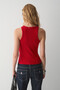 Faraz Women's Soft and Flexible Fabric Halter Neck Fitted Red Tank Top - 5