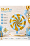 Gold Blue Candy Foil Balloon 53X47 cm Helium Compatible Bonibon Patterned Round Birthday Party Balloon - 2