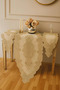 Angelika Model 236 Silvery Gold 5 Piece Linen Lace Tablecloth Runner Set - 5