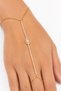 Gold Color Stone Oval Detailed Shahmeran Women's Hand Accessory Finger Bracelet Elegant Design - 2