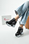 New Season Black and White Hidden Wedge Heel Sneakers Heel Height Total 10 cm - 5