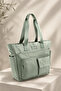 Daily Water-Repellent Bag - Laptop Compartment, Quilted Detail, Multiple Pockets, Bottle Compartment, Luggage Attachment, Green Mother Baby Bag, Green Baby Care Bag - 2