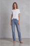 Women's Light Blue High Waist Straight Fit Flat Cut 5 Pocket Jeans - 7