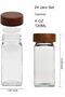 24 Pcs Spice Jars, 4oz Seasoning Containers with Acacia Wood Shaker Lids, Glass Spice Bottles with L - 2