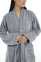 Athena Kimono Women's Bathrobe Gray - Ribbed 100% Cotton - 5
