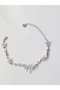 Steel Bracelet - Bracelet with Bow Detail, Stone, Leaf and Flower Decorations - 2